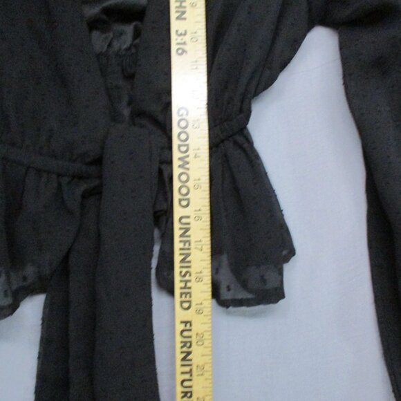 NWT BooHoo Sheer Crop Wrap Top Black Women Size | 6 - Picture 5 of 13